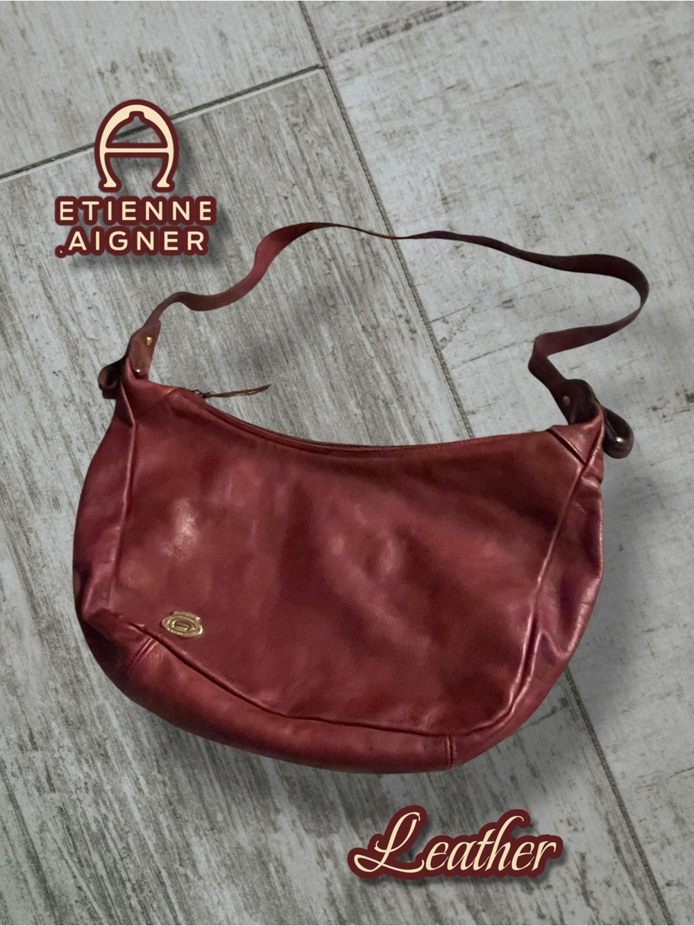 Etienne Aigner Oxblood Burgundy Leather Hobo Shoulder Bag Vintage